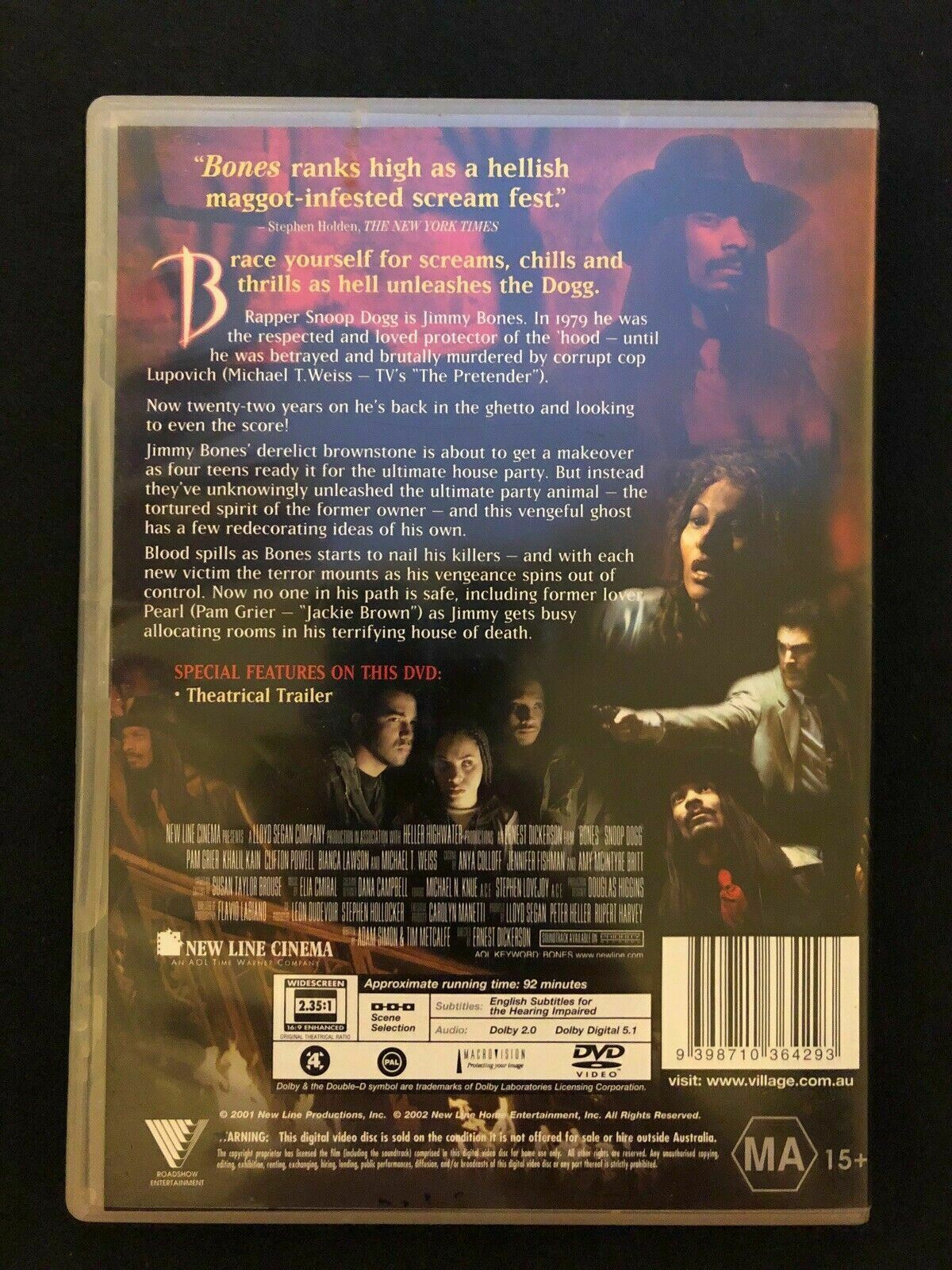 Bones (DVD, 2001) Snoop Dogg, Michael Weiss, Pam Grier. Region 4