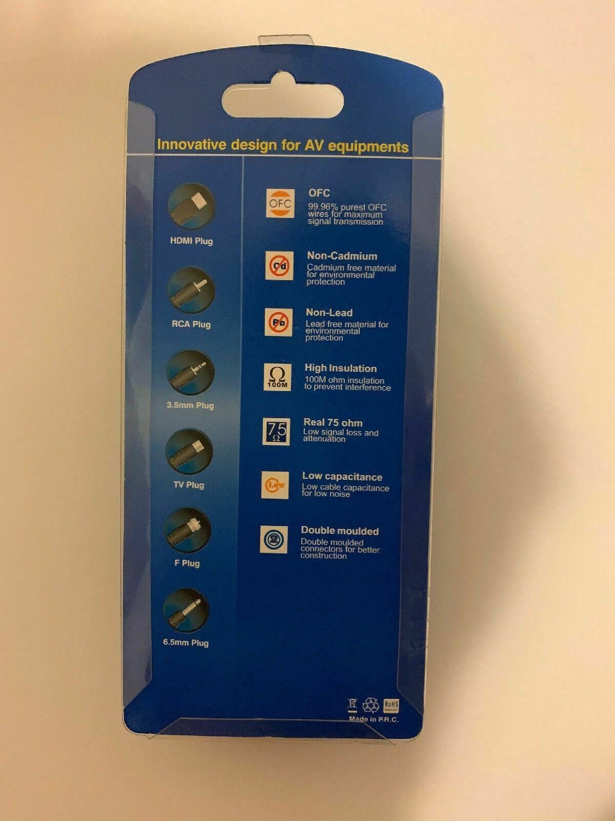 Digitech Television Antenna Cable 1.5m High Quality RG6 Quad Shield F-Plug