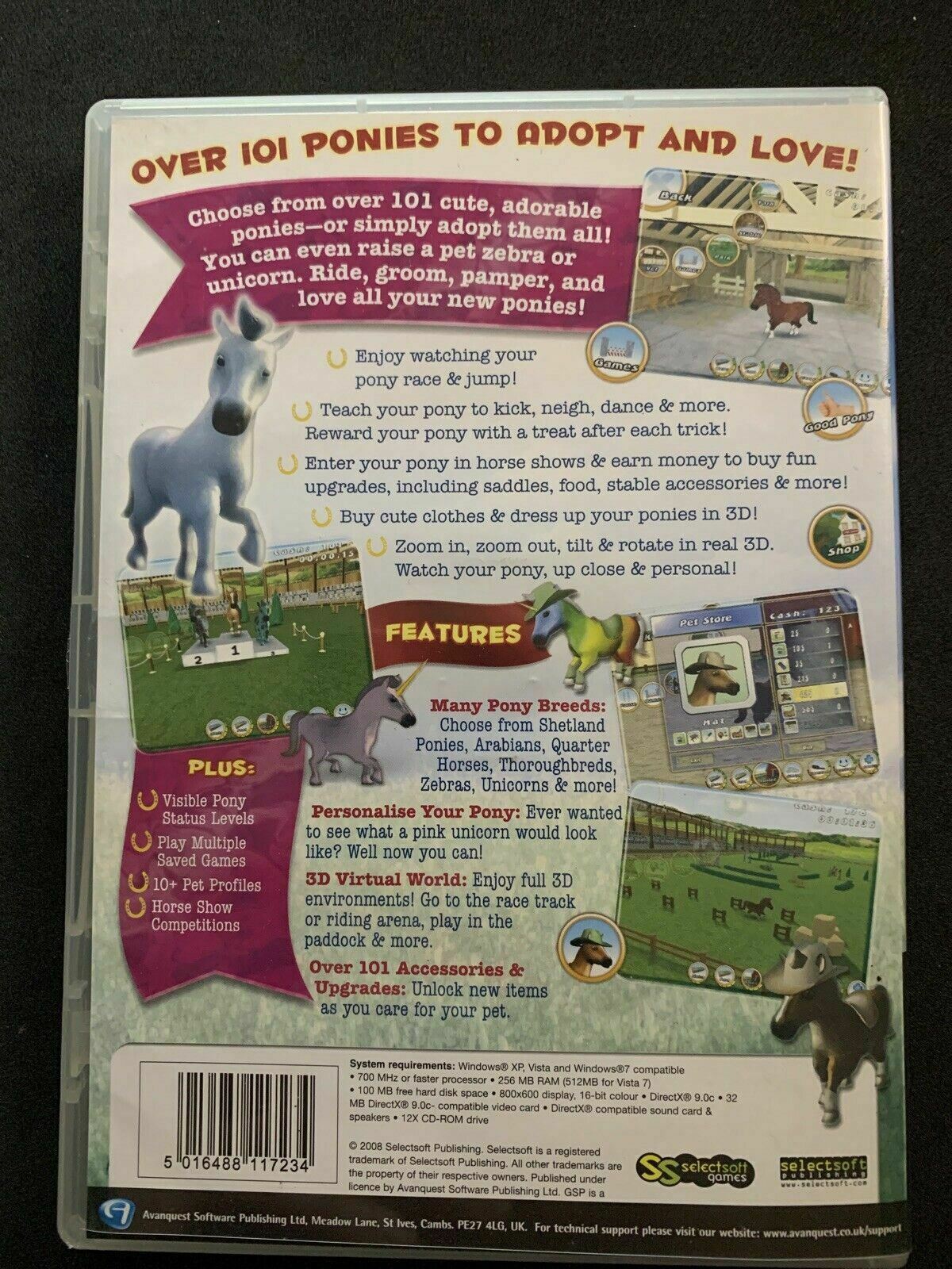 101 Pony Pets - PC Windows CD Virtual Pet Horse Game