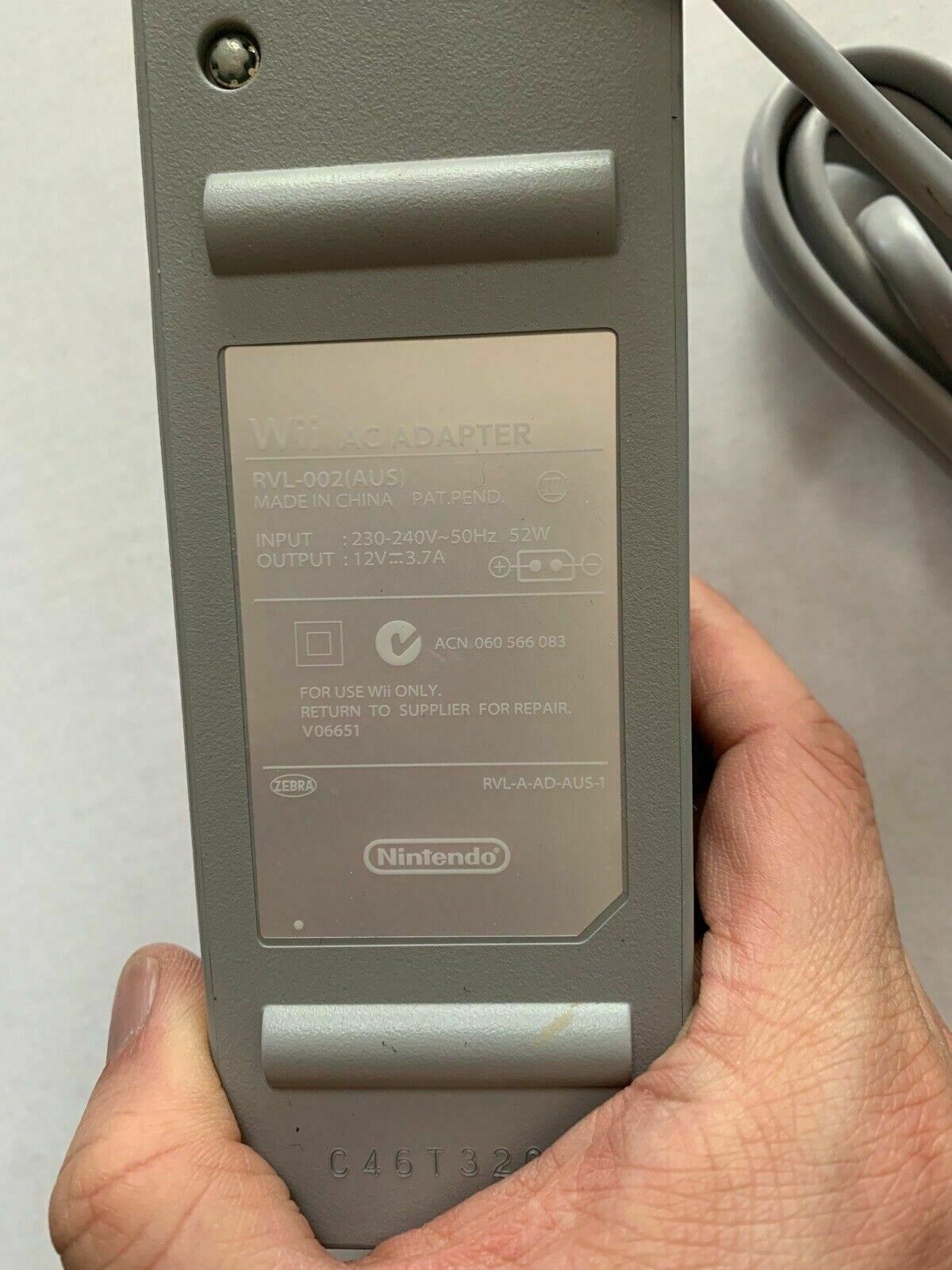 Genuine Official Nintendo Wii RVL-002(AUS) AC Adapter 12V 3.7A Power Suppy