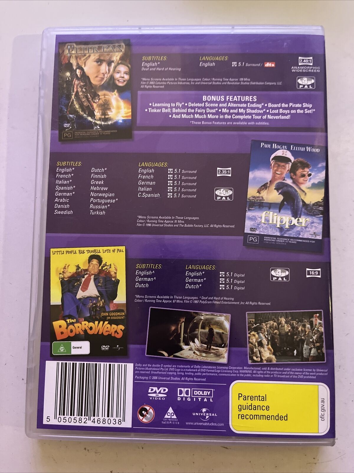 Peter Pan / Flipper / The Borrowers (DVD) Region 4