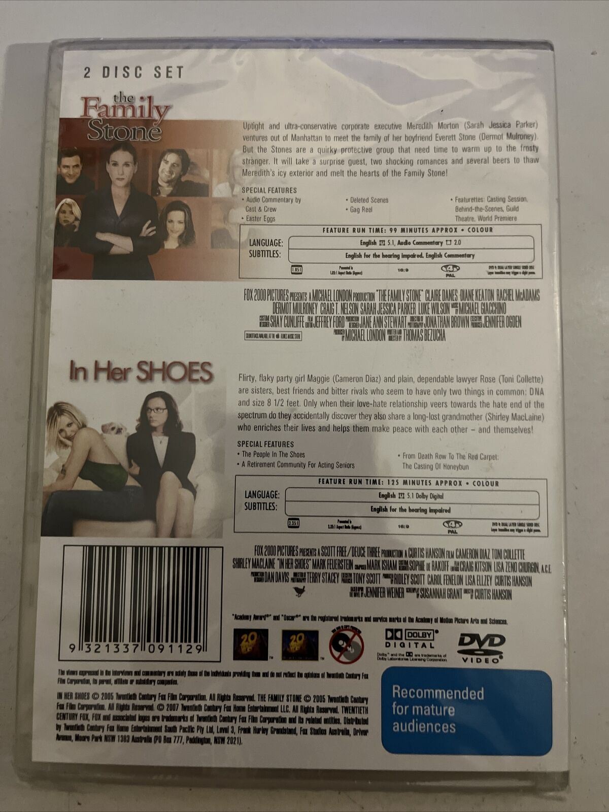 *New Sealed* The Family Stone / In Her Shoes (DVD, 2-Disc Set) Region 4