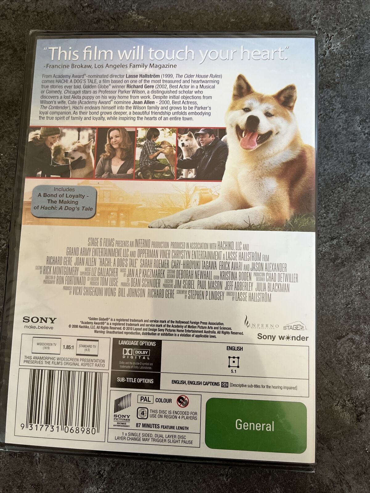 *New Sealed* Hachi - A Dog's Tale (DVD, 2009) Richard Gere, Joan Allen. Region 4