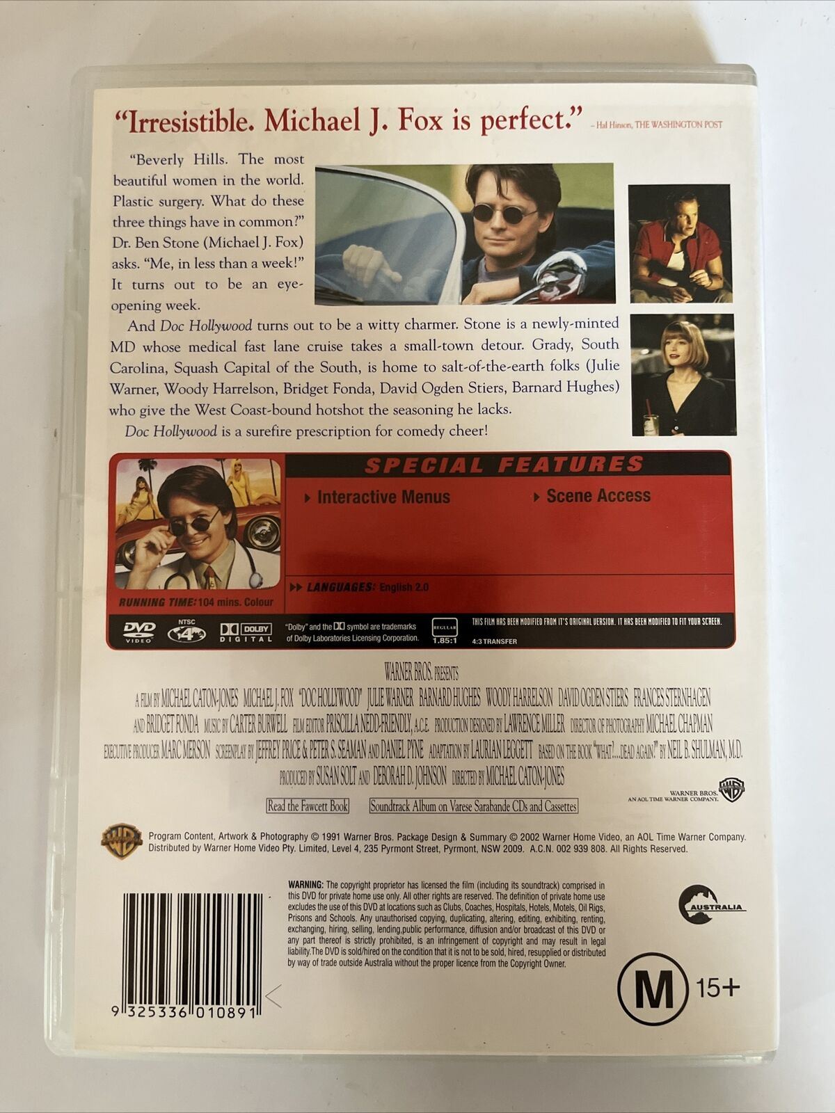 Doc Hollywood (DVD, 1991) Michael J. Fox, Julie Warner, Woody Harrelson. Region4