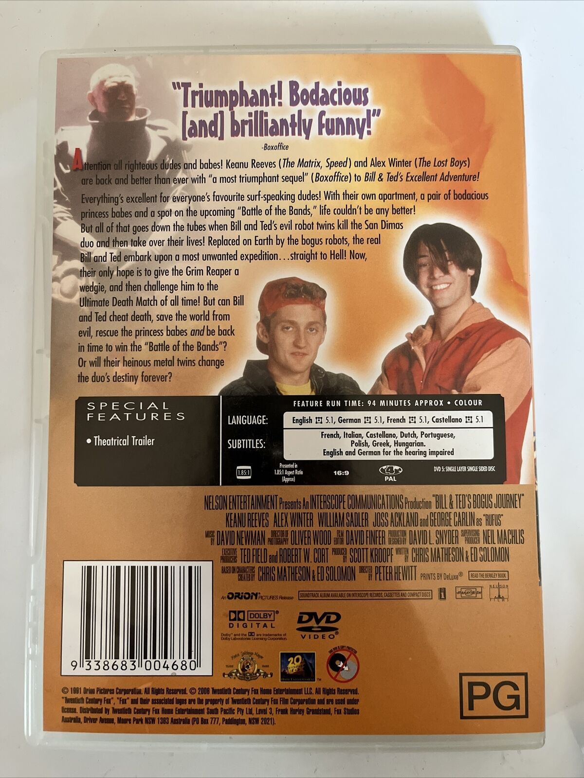 Bill And Ted's Bogus Journey (DVD,1991) Keanu Reeves, Alex Winter, George Carlin