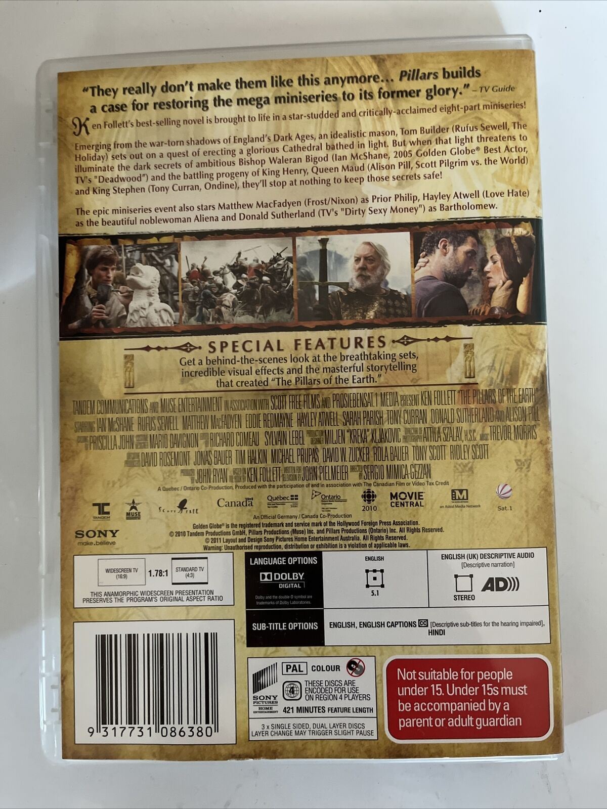 The Pillars Of The Earth (DVD, 2010) Complete Mini-series. Ian McShane. Region 4