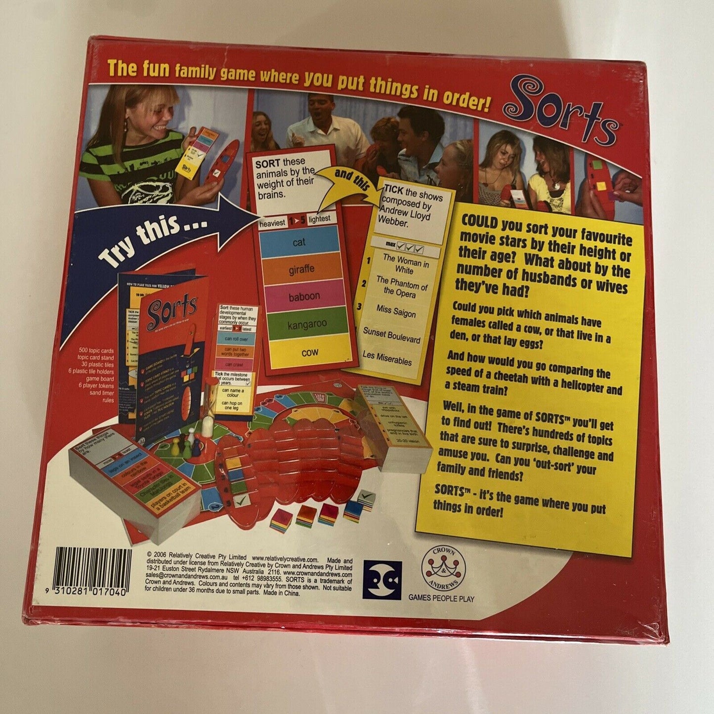 *Brand New Sealed* Sorts Board Game - Where you put things in order!
