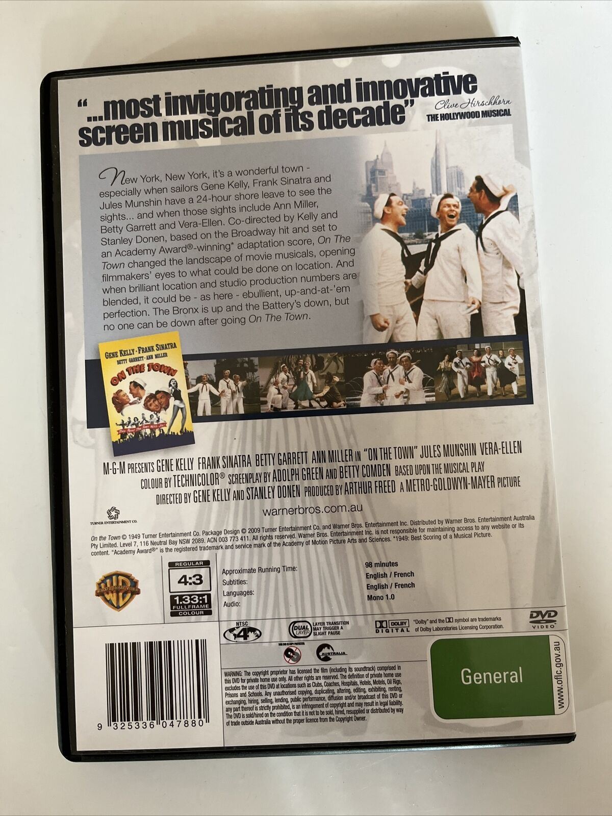 On The Town (DVD, 1949) Gene Kelly, Frank Sinatra, Vera-Ellen. Region 4