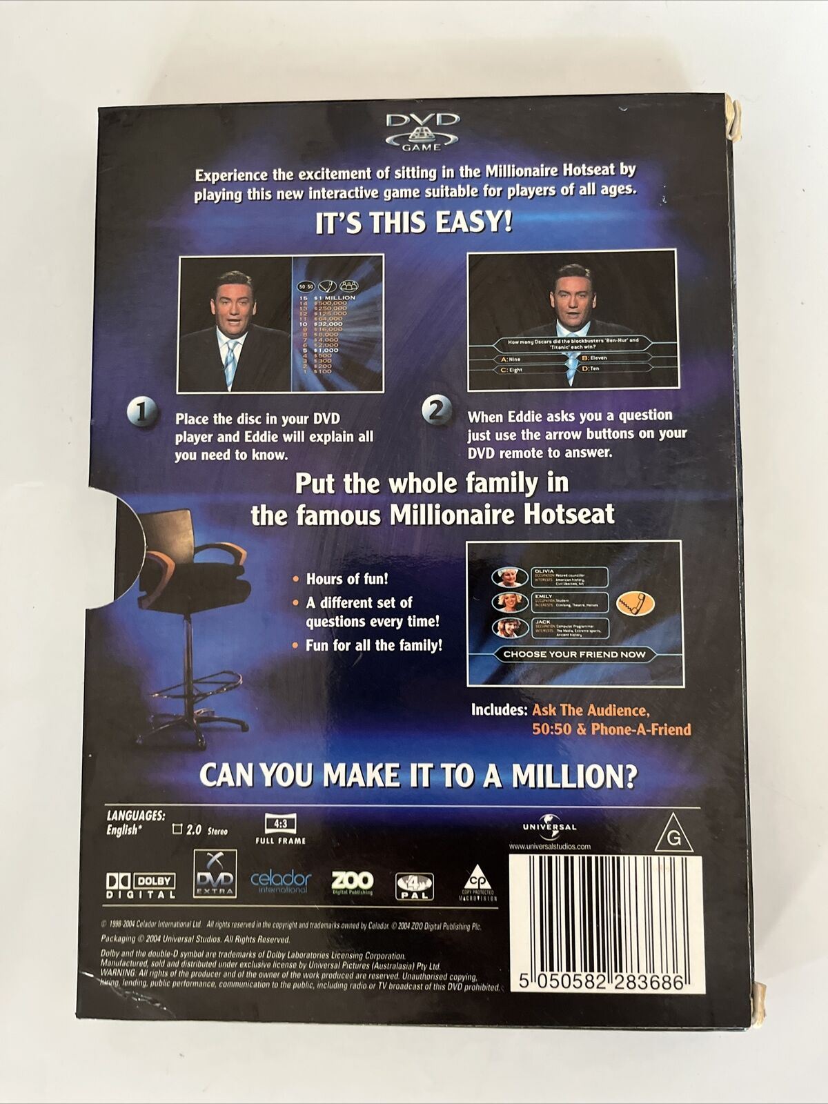 Who Wants To Be A Millionaire DVD Game (1999) Play with your remote! Region 4