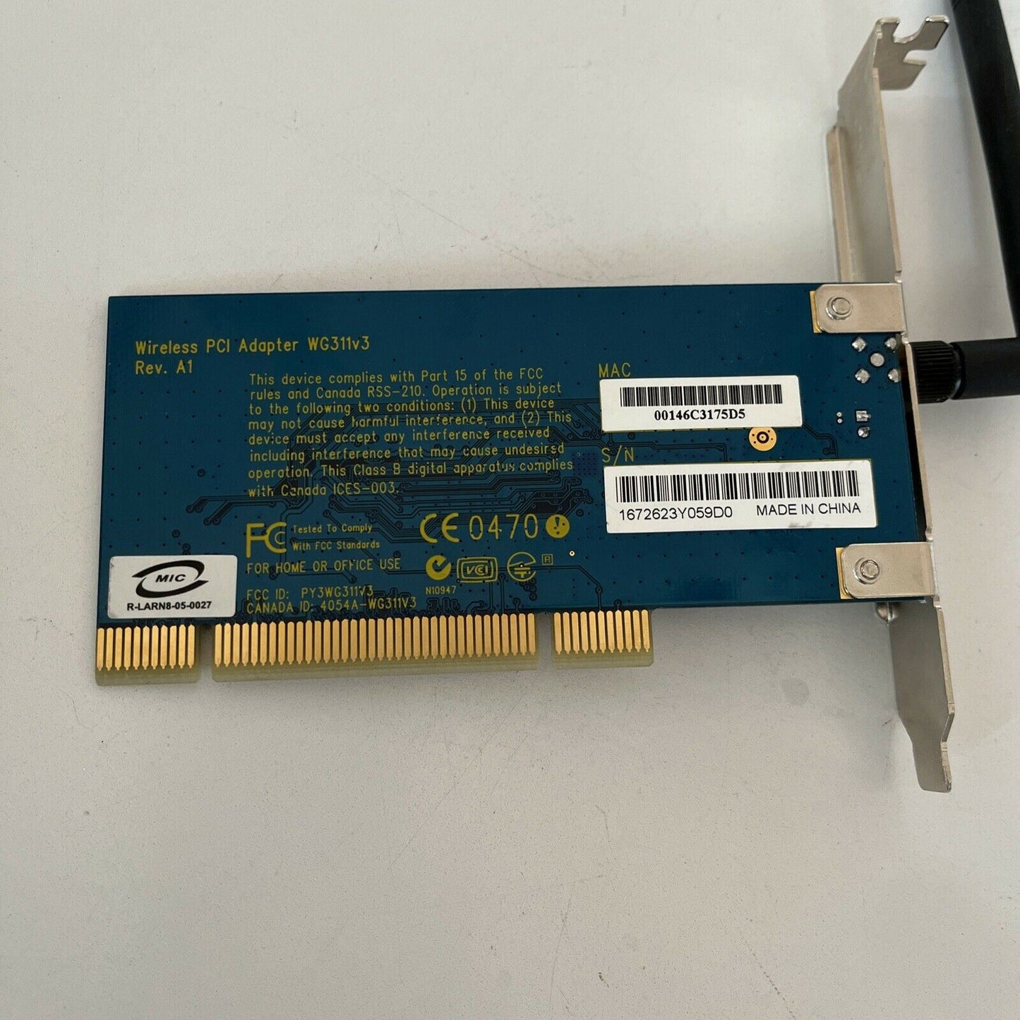 Netgear WG311v3 54 Mbp Wireless PCI Adapter