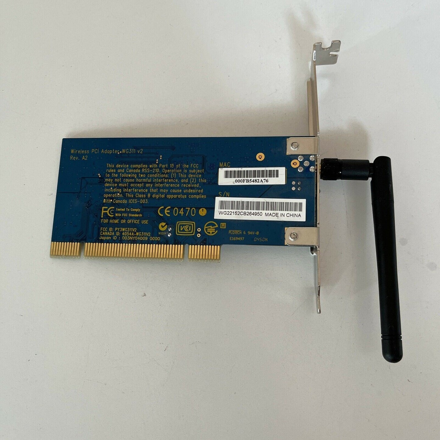 Netgear WG311 v2, 802.11g 54Mbps Wireless PCI Adapter Internal