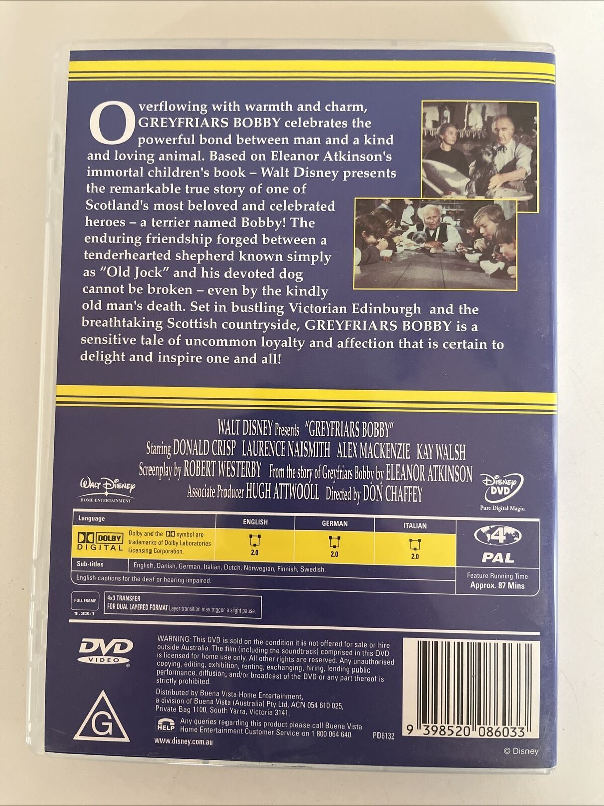 Greyfriars Bobby (DVD, 1961) Disney True Story Film. Donald Crisp. Region 4