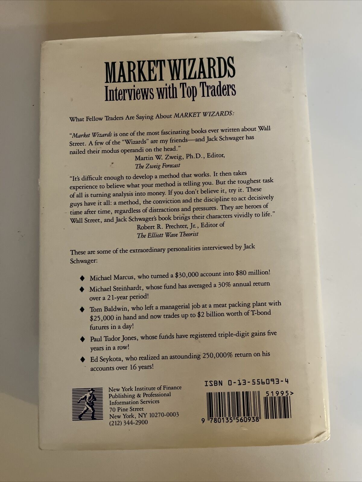 Market Wizards - Interviews with Top Traders by Jack D Schwager Hardcover 1989