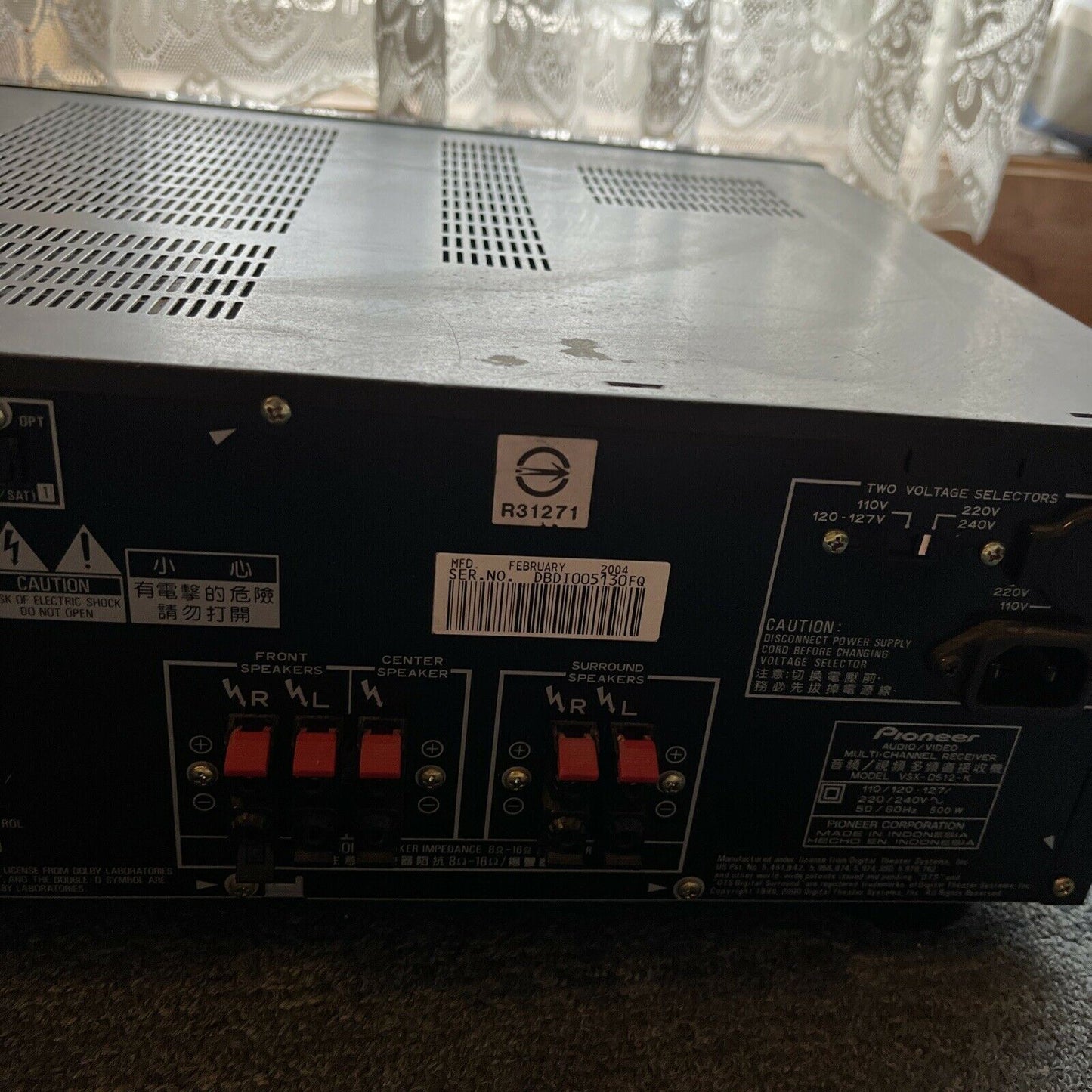 Pioneer Audio/Video Multi-Channel Receiver VSX-D512 (NO Remote)