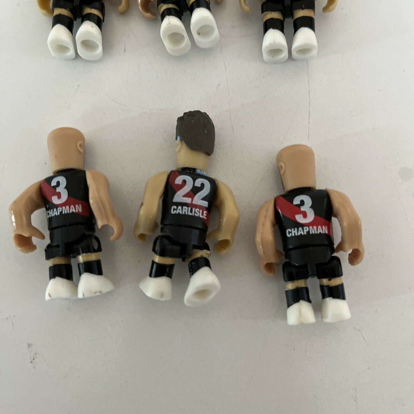 6x AFL Micro-figures Essendon Bombers - Goddard, Chapman, Carlisle