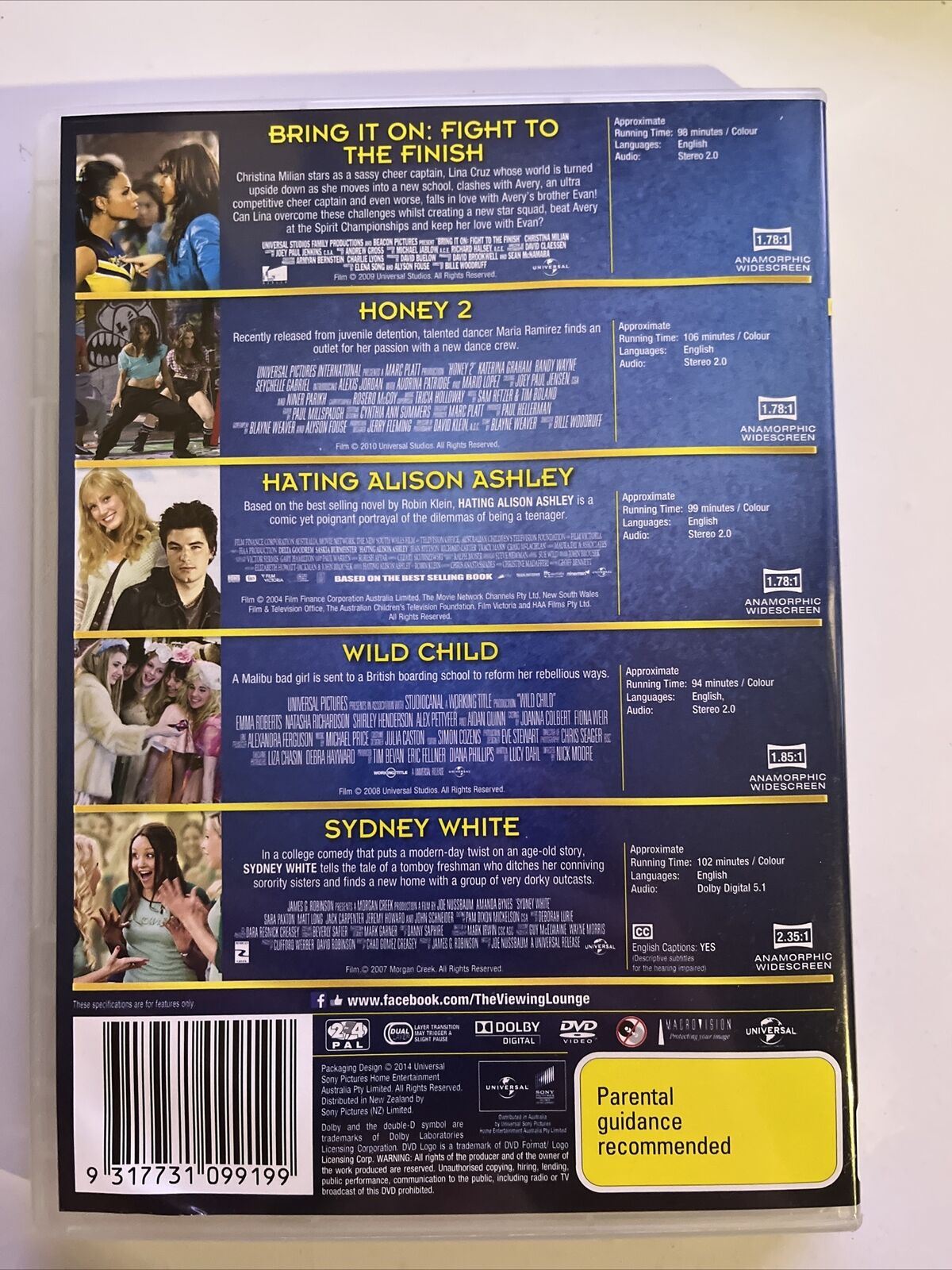 Wild Child / Hating Alison Ashley / Bring It On / Honey 2 / Sydney White DVD