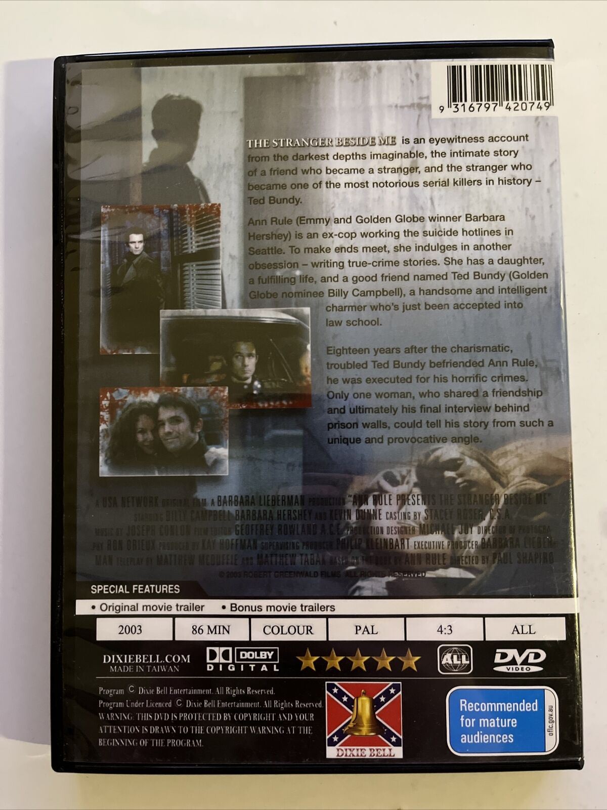 The Stranger Beside Me - Ted Bundy Story (DVD, 2003) All Regions