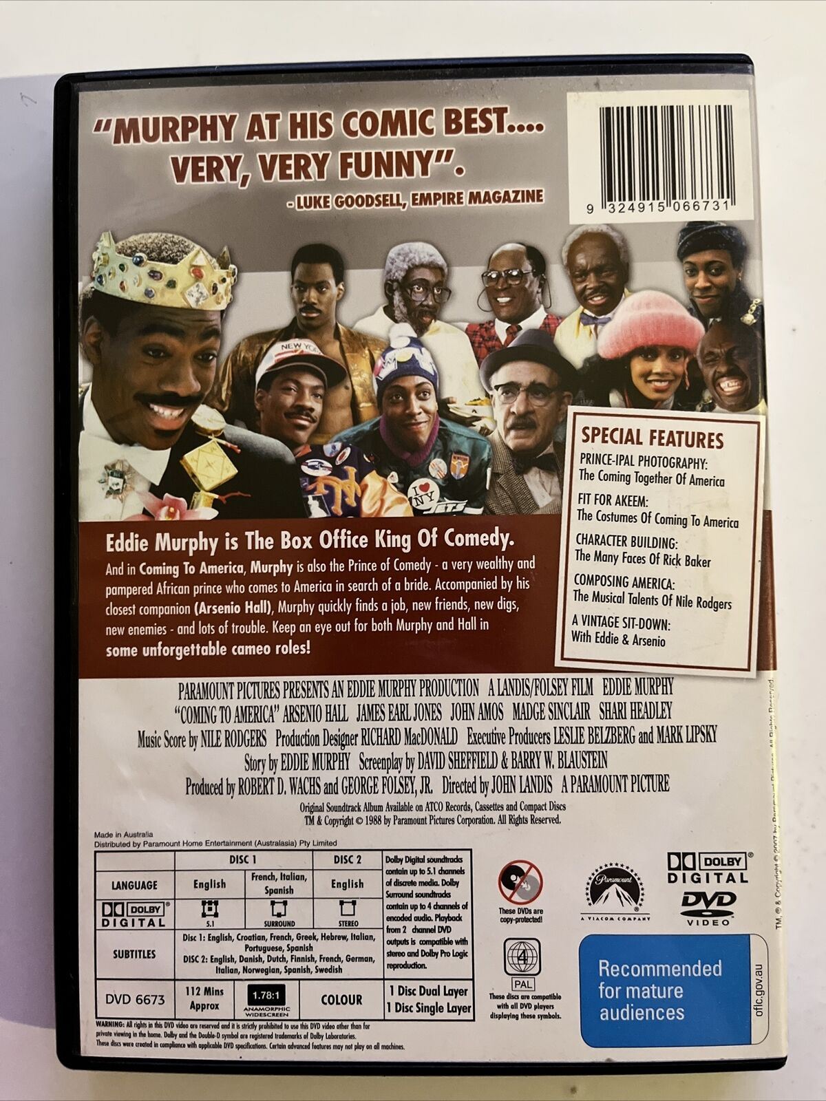 Coming To America - Special Edition (DVD, 1988) Eddie Murphy. Region 4