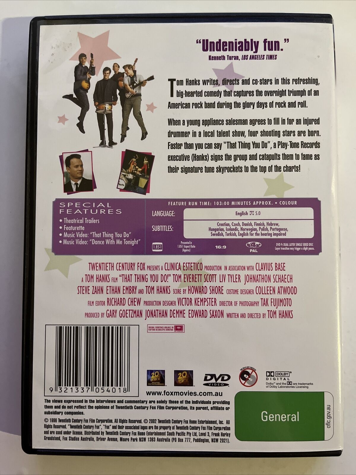 That Thing You Do (DVD, 1996) Tom Hanks, Liv Tyler, Tom Everett Scott. Region 4