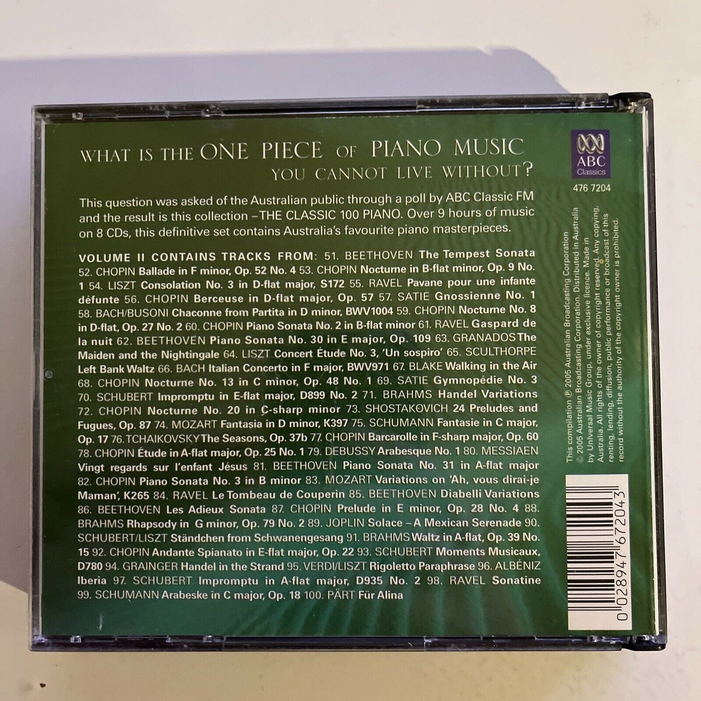 ABC Classics The Classic 100 Piano Volume II (CD, 4-Disc Set)
