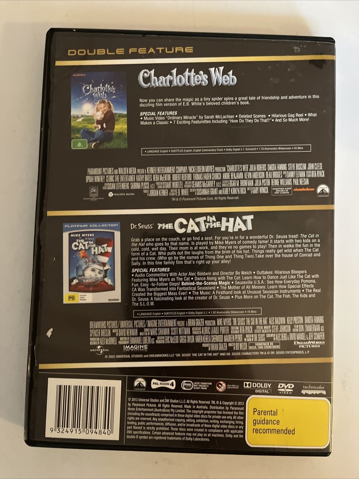 Charlotte's Web / The Cat in the Hat - Dr Suess (DVD) Region 4