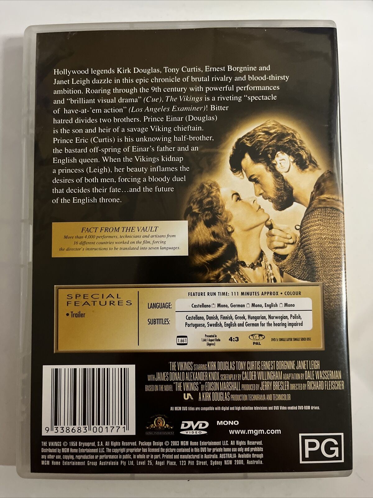 The Vikings (DVD, 1958) Kirk Douglas, Tony Curtis, Ernest Borgnine. Region 4