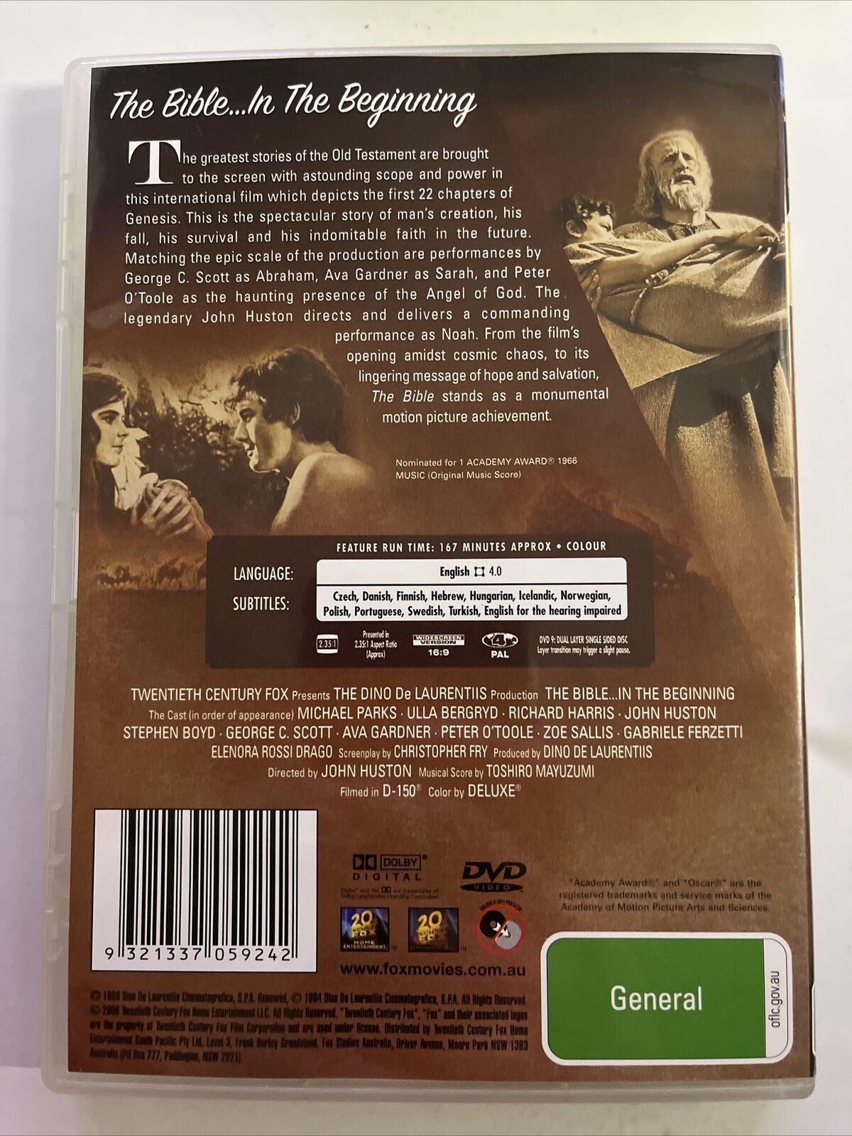 The Bible - In The Beginning (DVD, 1966) George C. Scott, Richard Harris