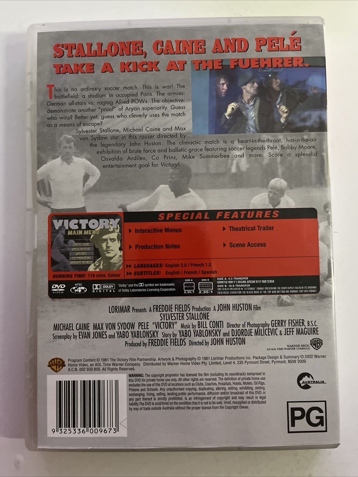 Victory (DVD, 1981) Sylvester Stallone, Michael Caine, Pele. WWII Soccer Film