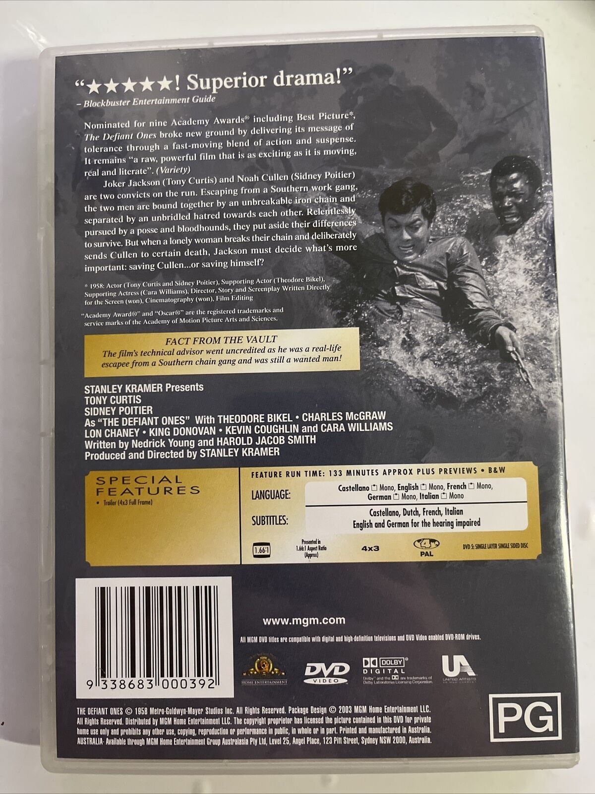 The Defiant Ones (DVD, 1958) Tony Curtis, Sidney Poitier. Escape Thriller Film