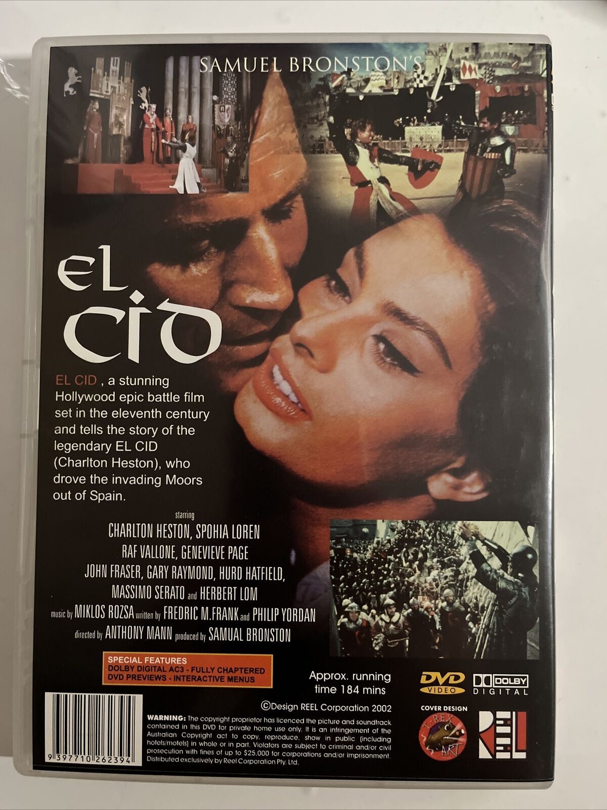 El Cid (DVD, 1961) Charlton Heston, Sophia Loren. NEW All Regions