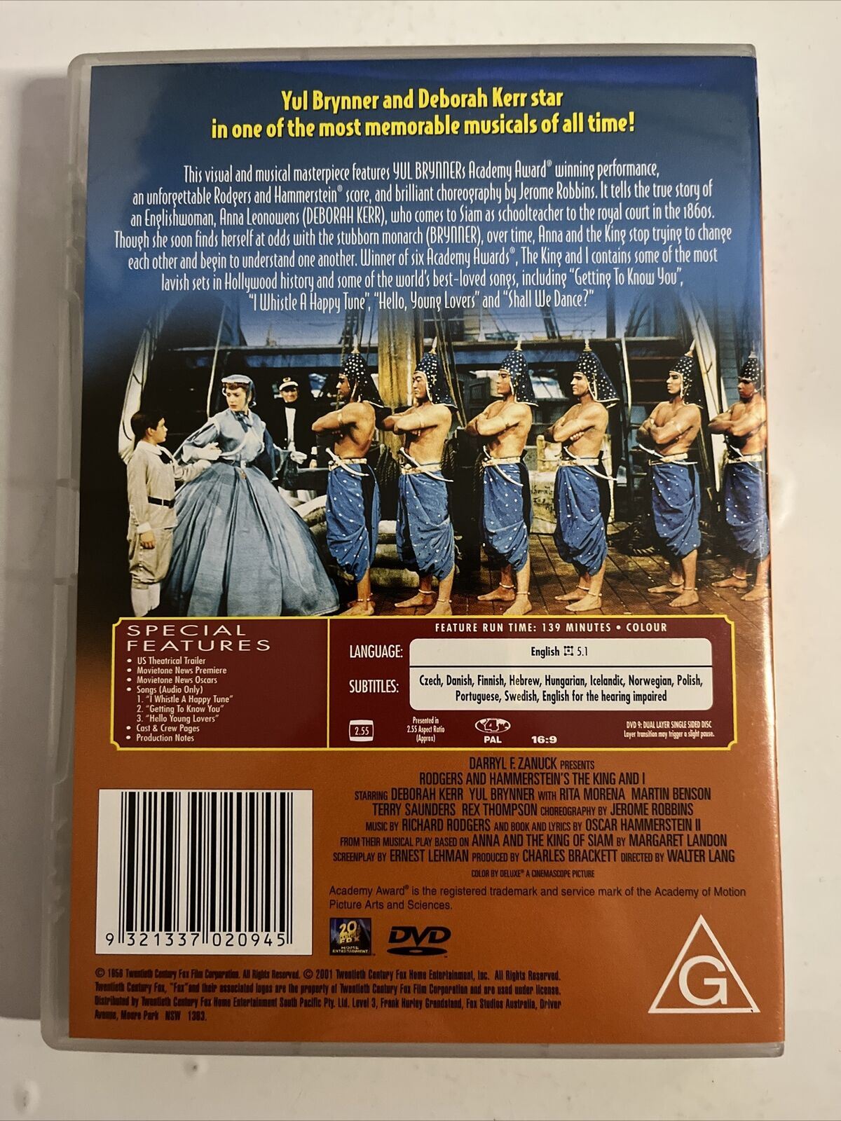 The King and I (DVD, 1956) Deborah Kerr, Yul Brynner, Rita Moreno. NEW Region 4