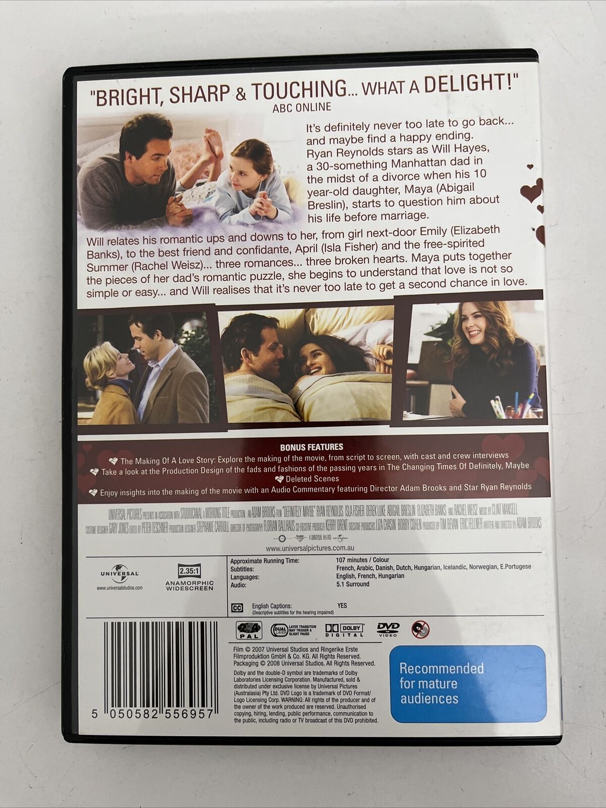 Definitely, Maybe (DVD, 2008) Ryan Reynolds, Rachel Weisz. Region 4 NEW