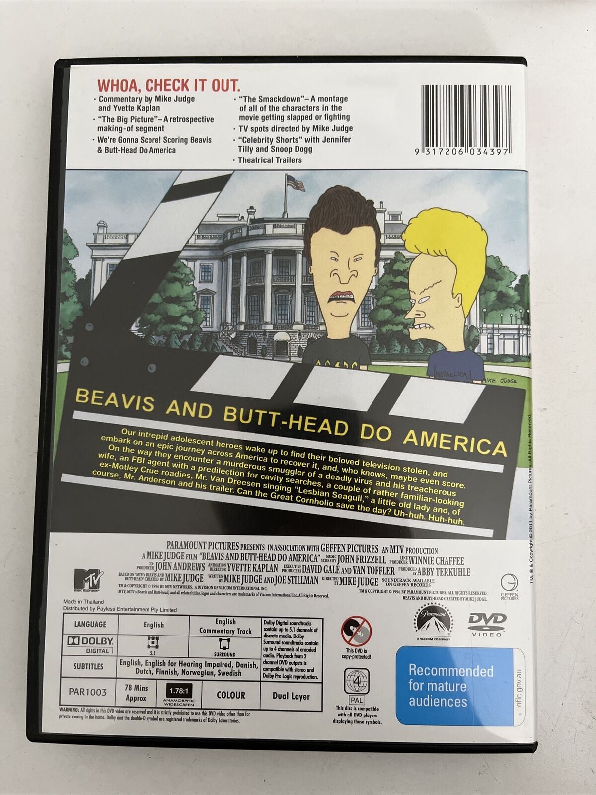 Beavis And Butthead Do America (DVD, 1996) Mike Judge. Region 4 NEW