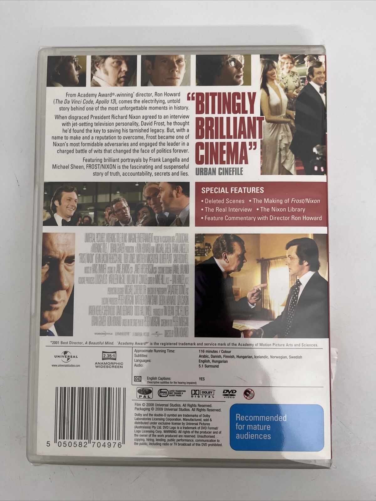 Frost/Nixon (DVD, 2008) Michael Sheen, Frank Langella, Kevin Bacon. Region 4 NEW