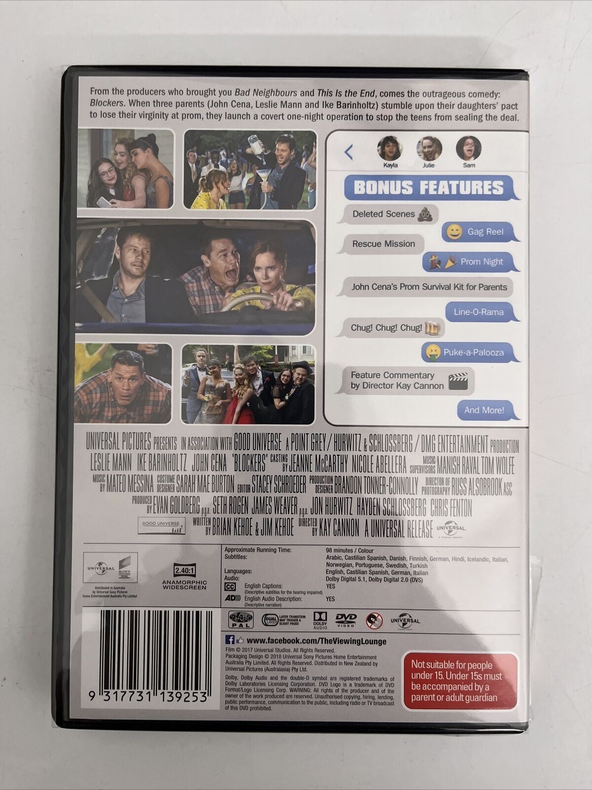 Blockers (DVD, 2018) Kathryn Newton, John Cena, Leslie Mann. Comedy Region 4 NEW