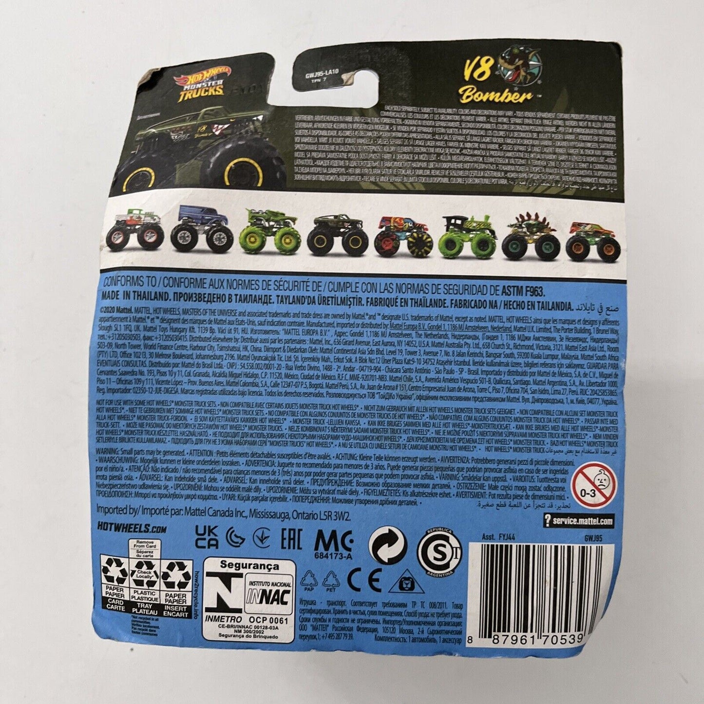Hot Wheels Monster Truck 1:64 Diecast Vehicle V8 Bomber