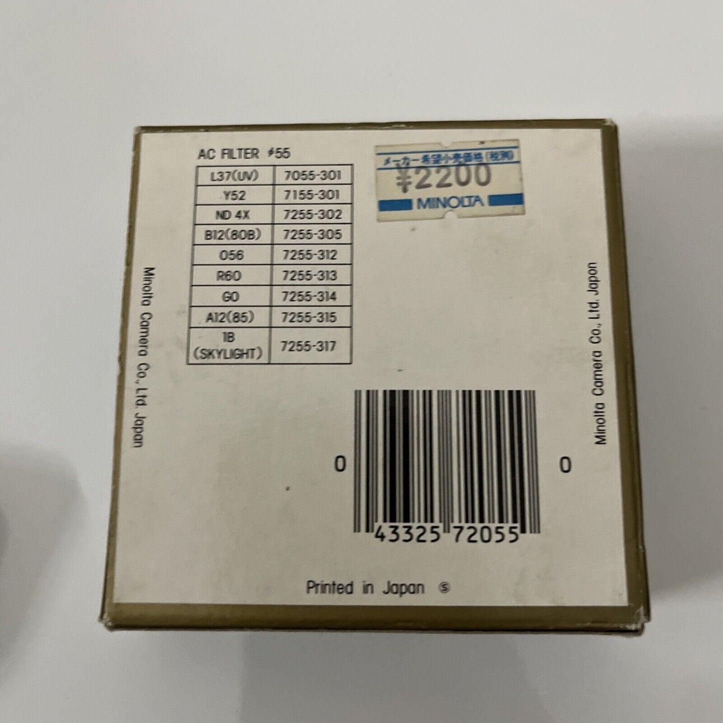 NEW Minolta AC Filter 55 1B Skylight 55mm