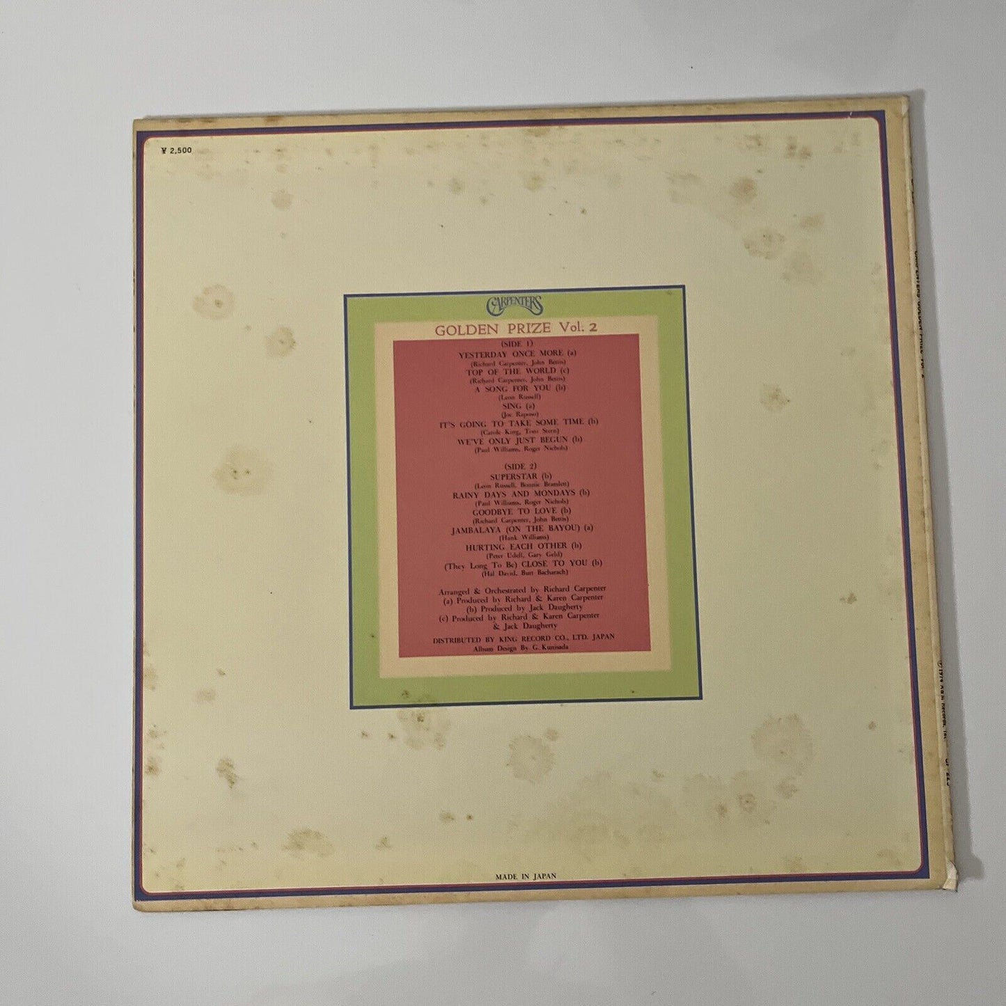 The Carpenters - Carpenters 1974 Vinyl Record LP