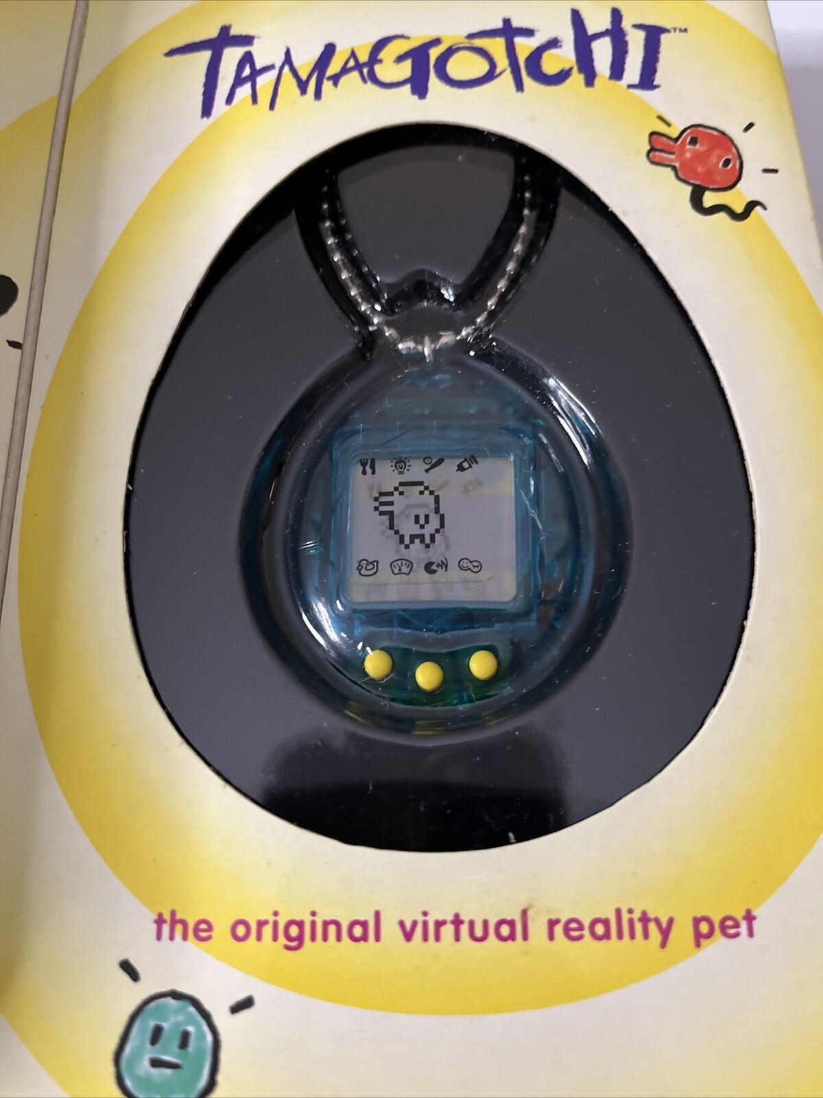 Bandai Tamagotchi 1997 Blue Transparent Yellow #1800 Genuine NEW