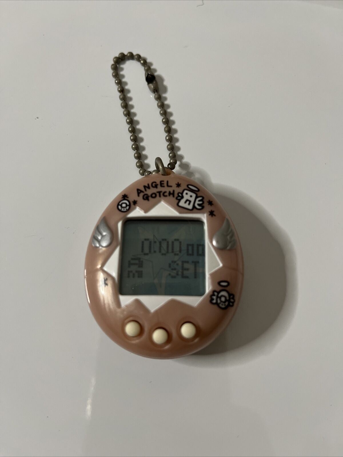 Original Bandai Tamagotchi Pearl Pink White 1997 Virtual Pet
