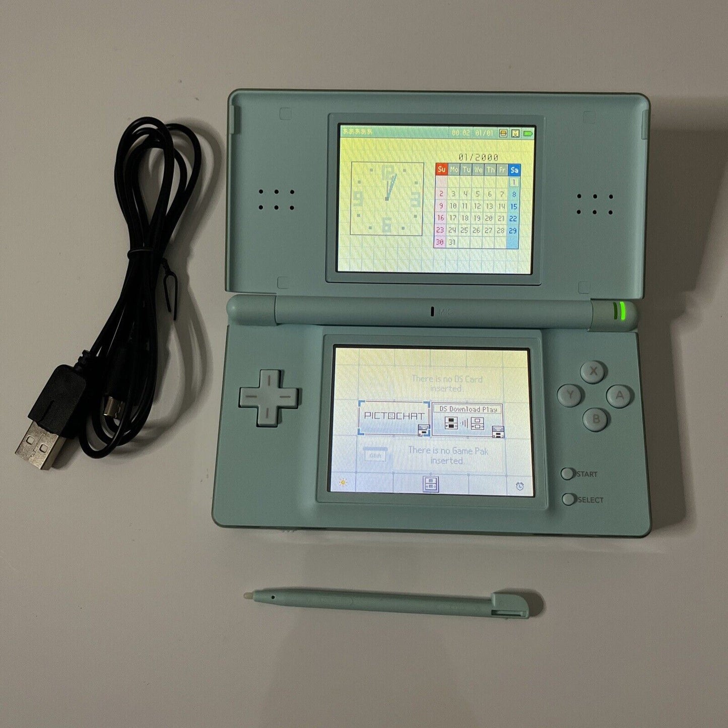 Nintendo DS Lite Teal Blue Handheld Console with USB Charger