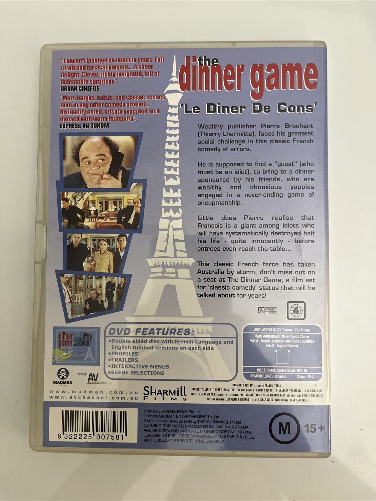 The Dinner Game (DVD, 1998) Thierry Lhermitte French Film NEW Region 4