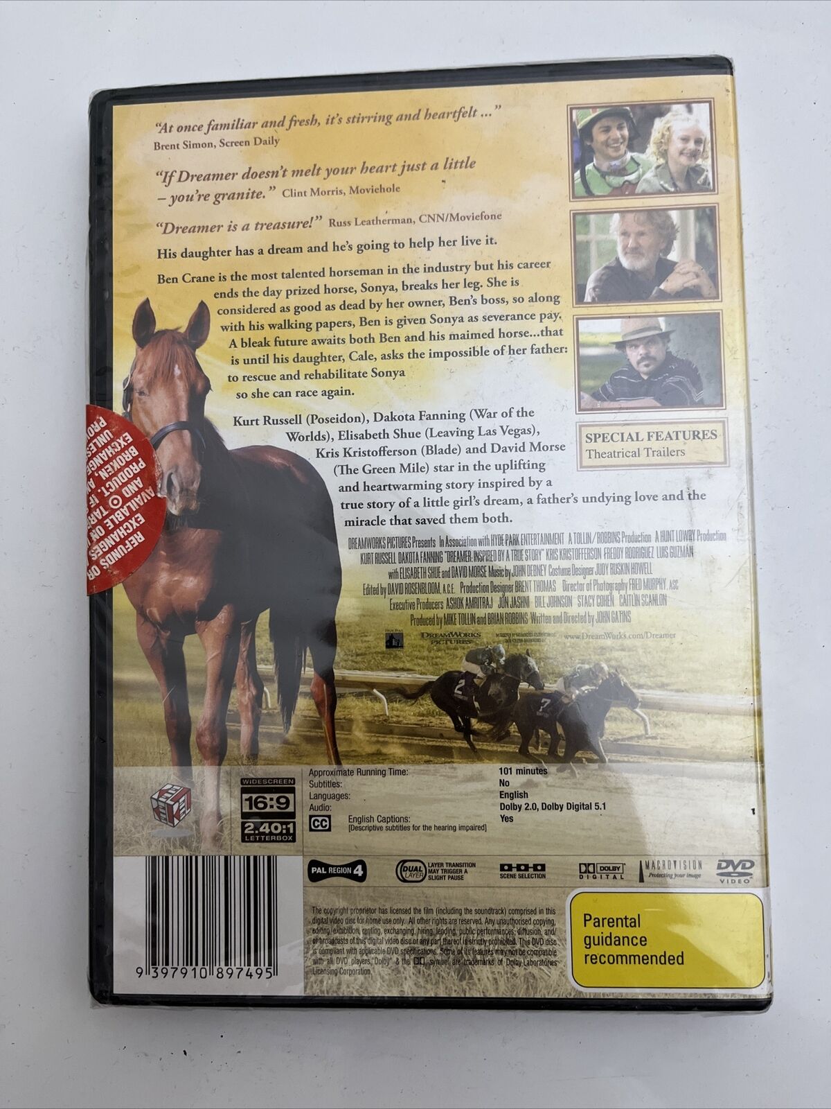 *New Sealed* Dreamer (DVD, 2005) Dakota Fanning, Kurt Russell Region 4