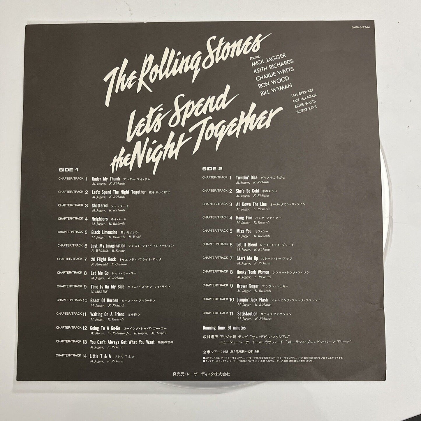 The Rolling Stones - Let's Spend The Night Together Laserdisc LD 1981