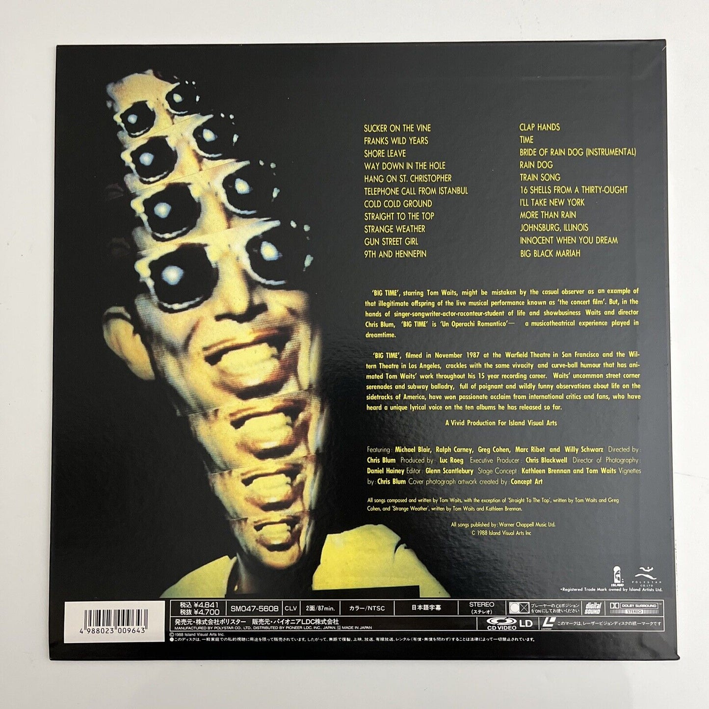 Tom Waits Big Time - Un Operachi Romantico LD 1988 Laserdisc
