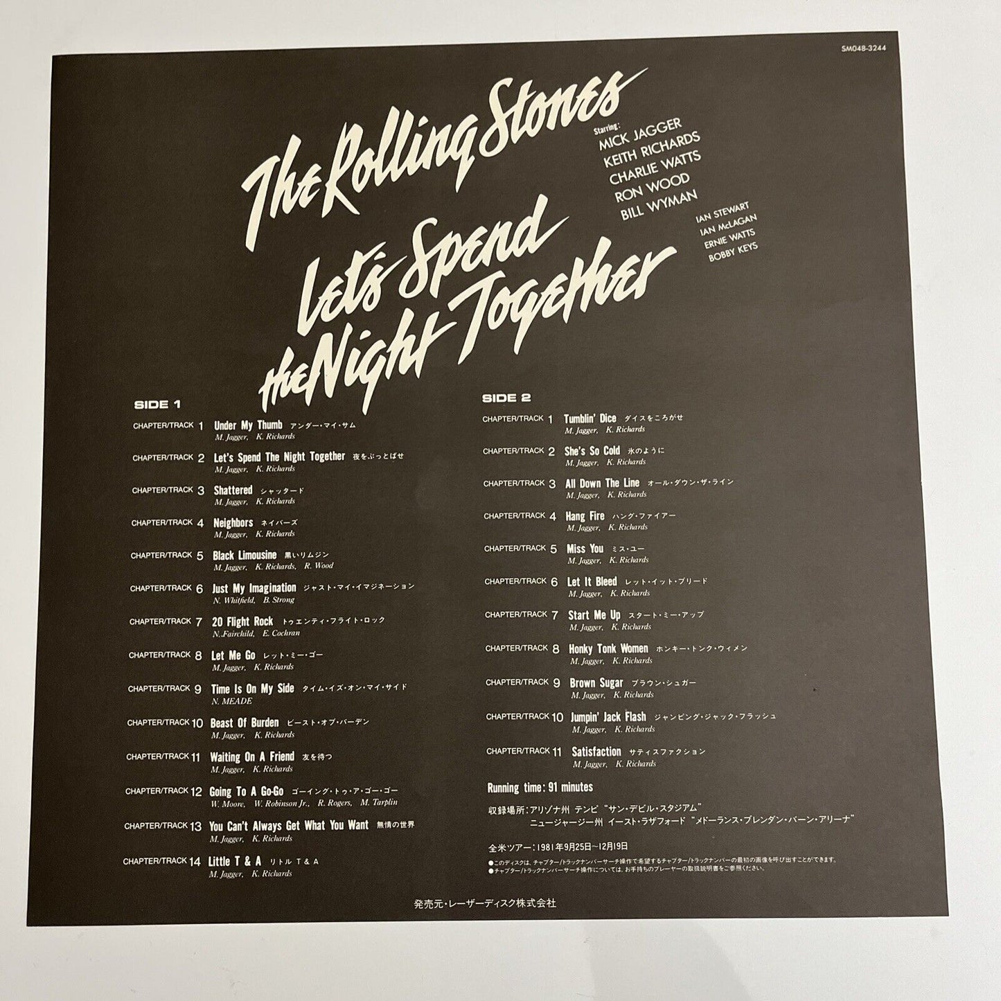 Rolling Stones - Let's Spend The Night Together Laserdisc With Obi 1981 LD NTSC