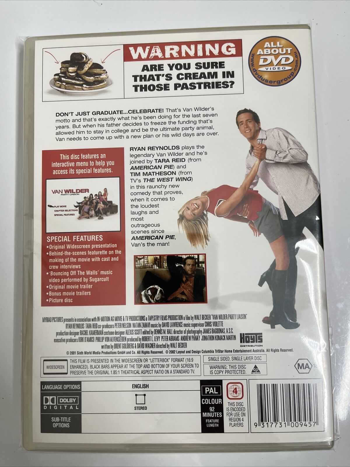 Van Wilder - Party Liason (DVD, 2001) Ryan Reynolds, Tara Reid Region 4 NEW