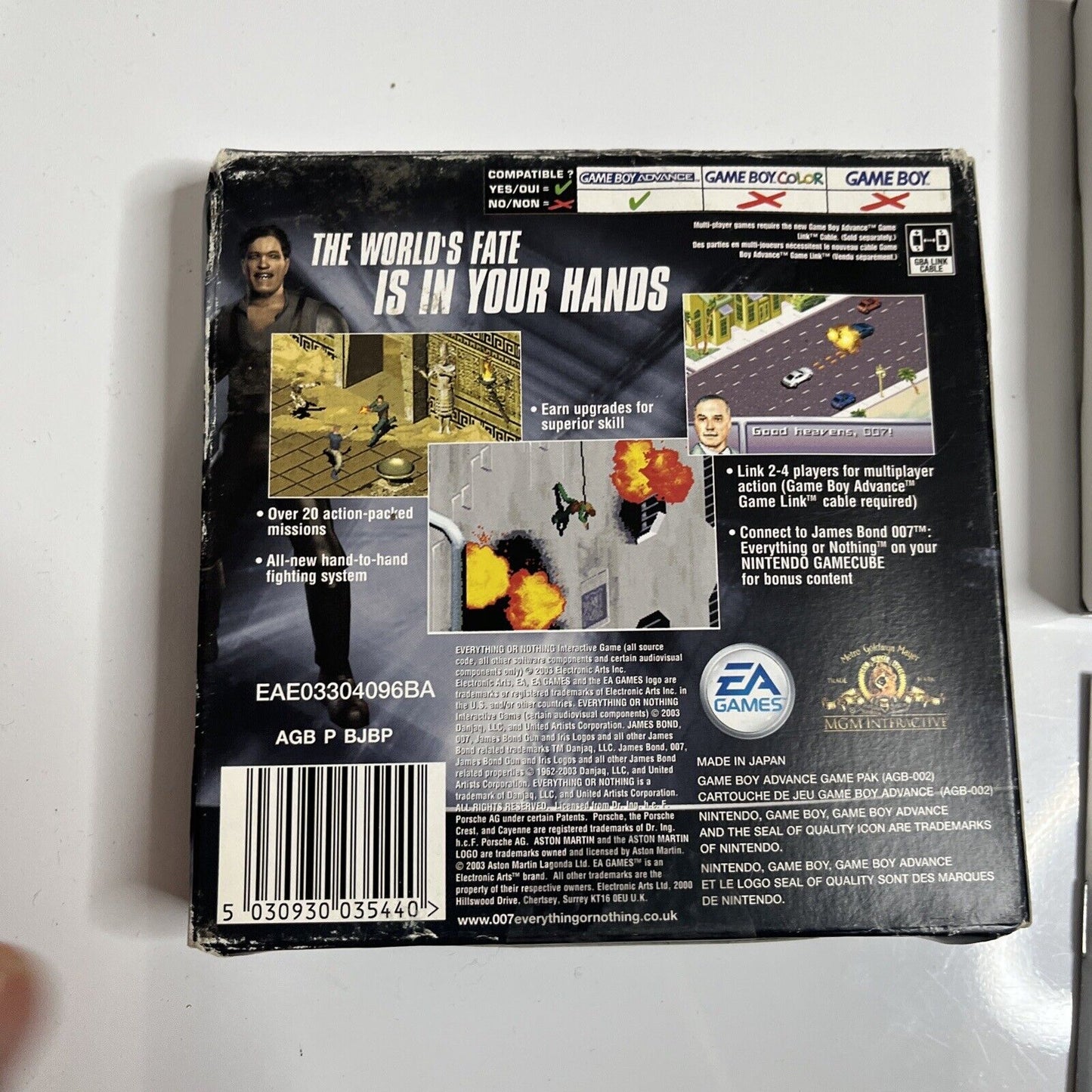 James Bond 007 Everything Or Nothing GBA Nintendo Gameboy Advance Game Complete