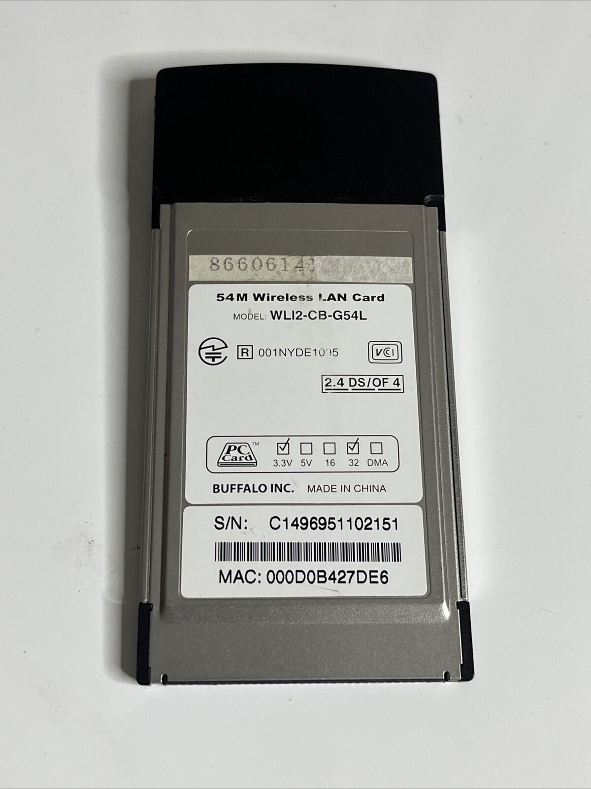 Buffalo Air Station Wireless WiFi LAN Card PCMCIA 54 Mps WLI2-CB-G54L