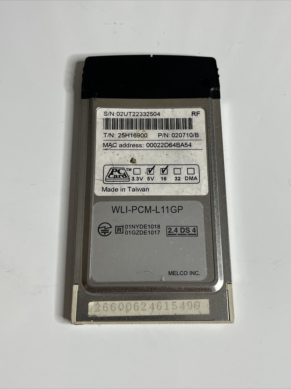 Buffalo Air Station WiFi Wireless LAN PCMCIA Card 11 Mbps WLI-PCM-L11GP